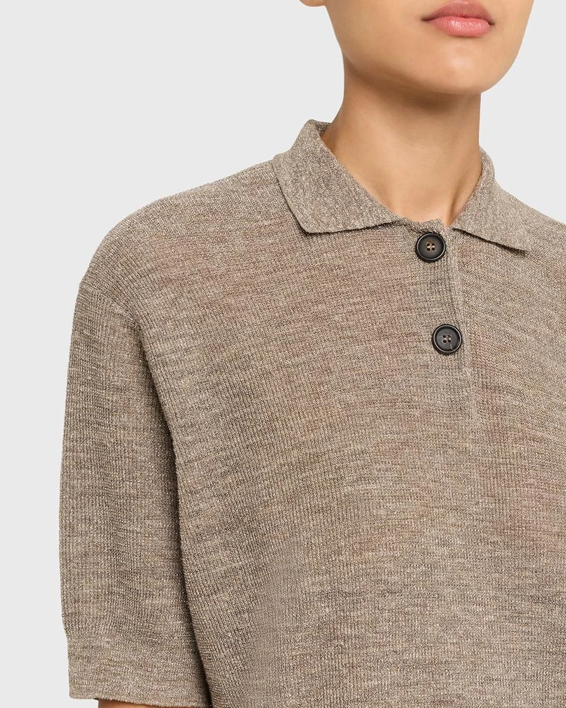 Brunello Cucinelli Metallic Linen Short-Sleeve Polo Shirt 5