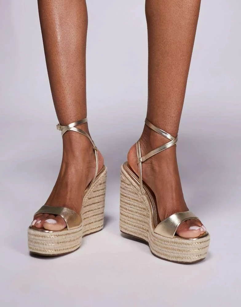 ASOS ASOS DESIGN Wide Fit Tamika espadrille wedges in gold 3