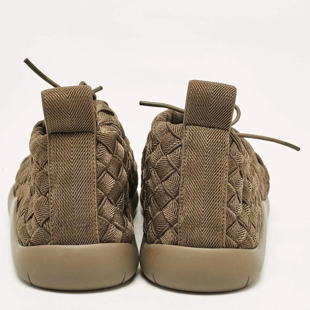 Bottega Veneta Bottega Veneta Olive Green Woven Fabric Elasticated Intrecciato Sneakers Size 41.5 5