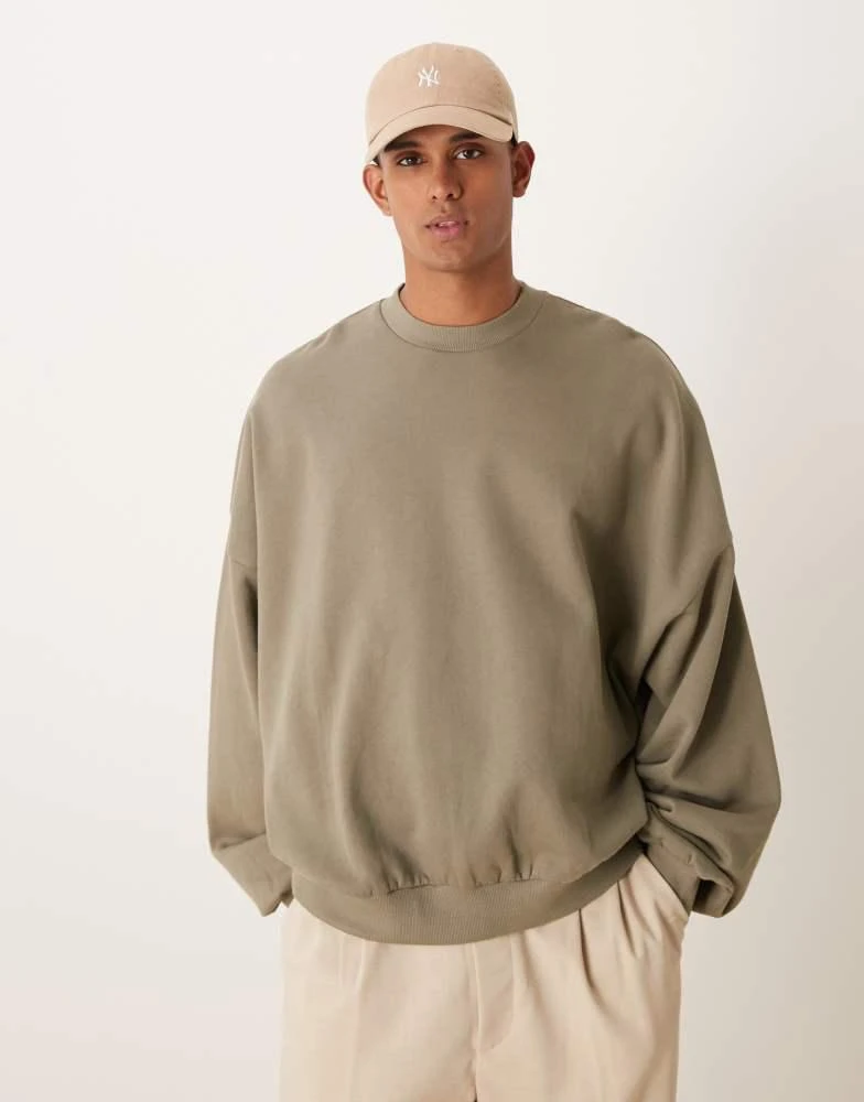 ASOS ASOS DESIGN essential extreme oversized sweatshirt in khaki 1