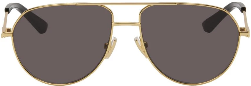 Bottega Veneta Gold Split Pilot Metal Sunglasses 1