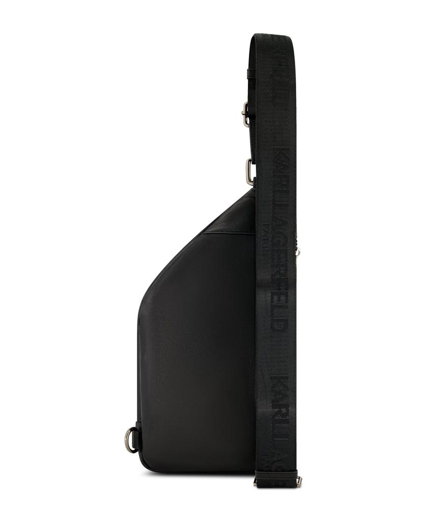 Karl Lagerfeld Paris LEATHER DOUBLE ZIPPER DEBOSSED LEATHER CROSSBODY
