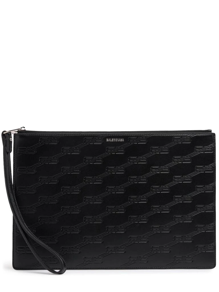 Balenciaga Embossed Leather Pouch W/ Wrist Strap 1