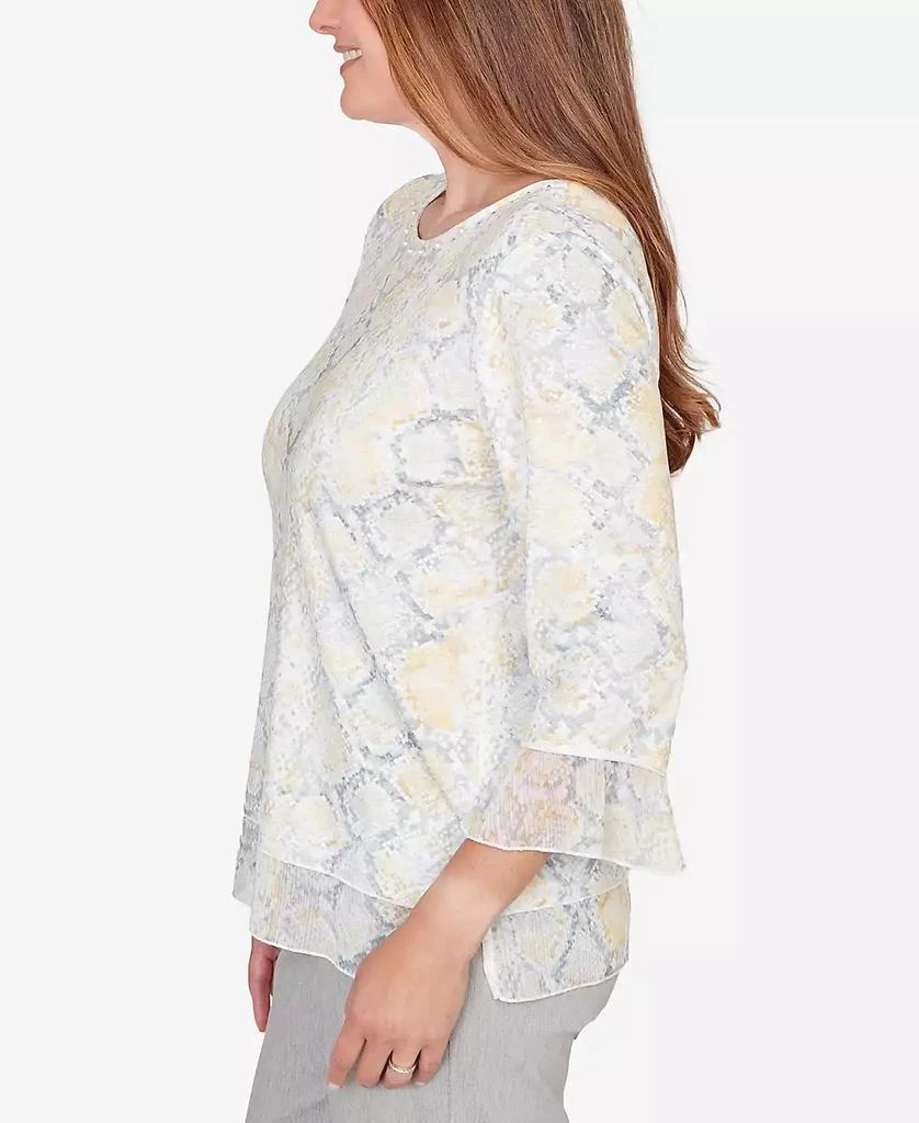 Alfred Dunner Women
s Al Fresco Python Printed Knit Flutter Sleeve Top 4