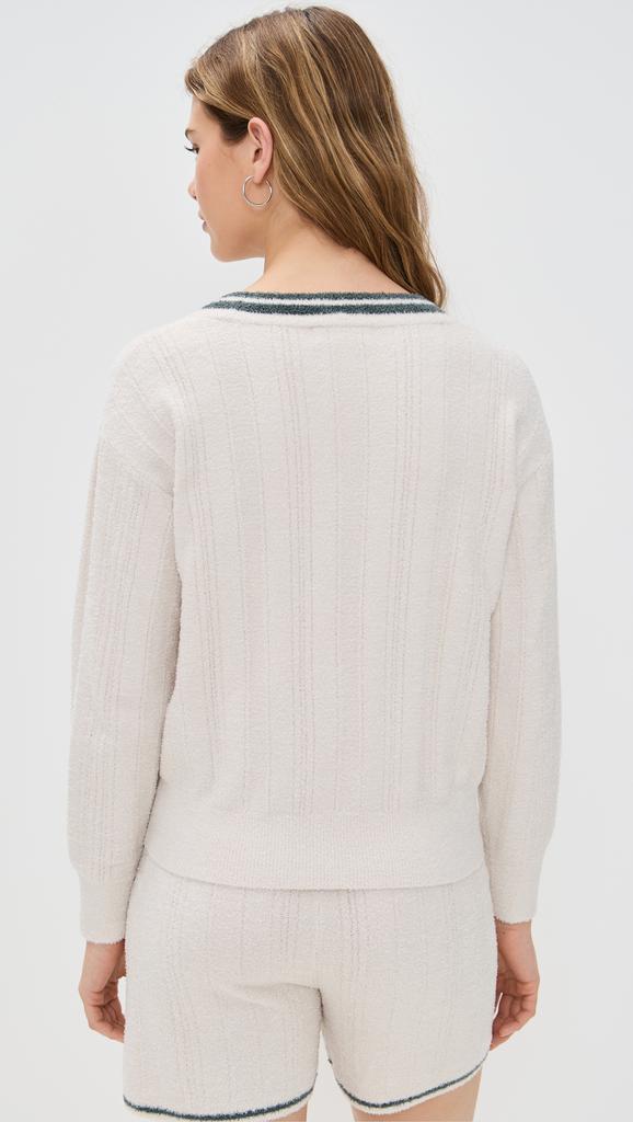 Barefoot Dreams V Neck Pointelle Pullover