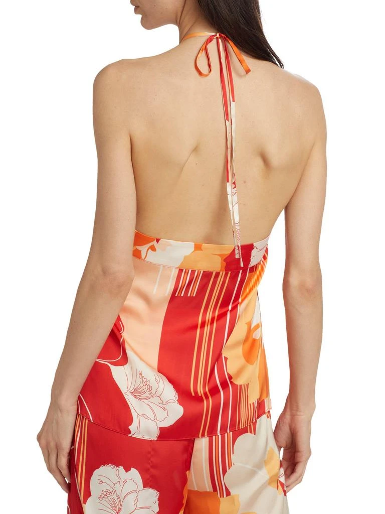 Ramy Brook Eunice Floral Satin Halter Top 2