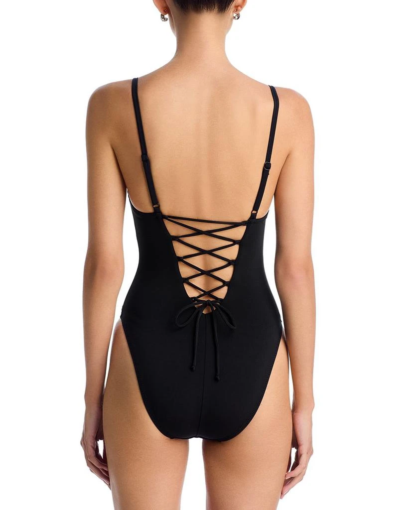 Robin Piccone Ava Lace Up One Piece Swimsuit 2