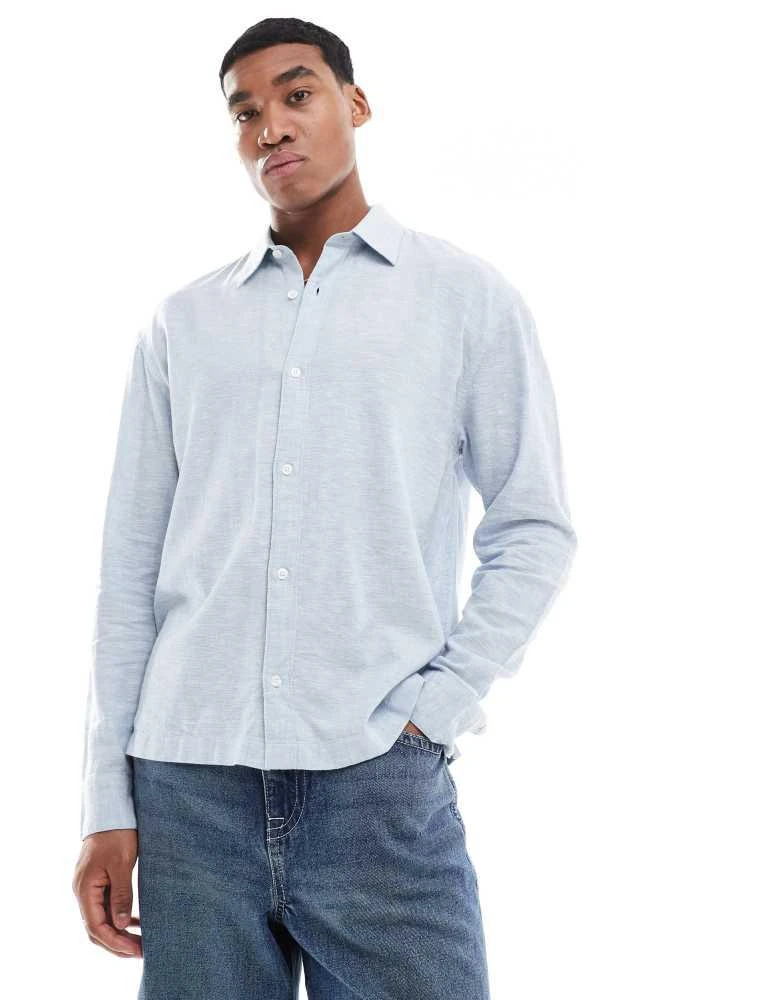 HOLLISTER Hollister button  through linen shirt in blue 1