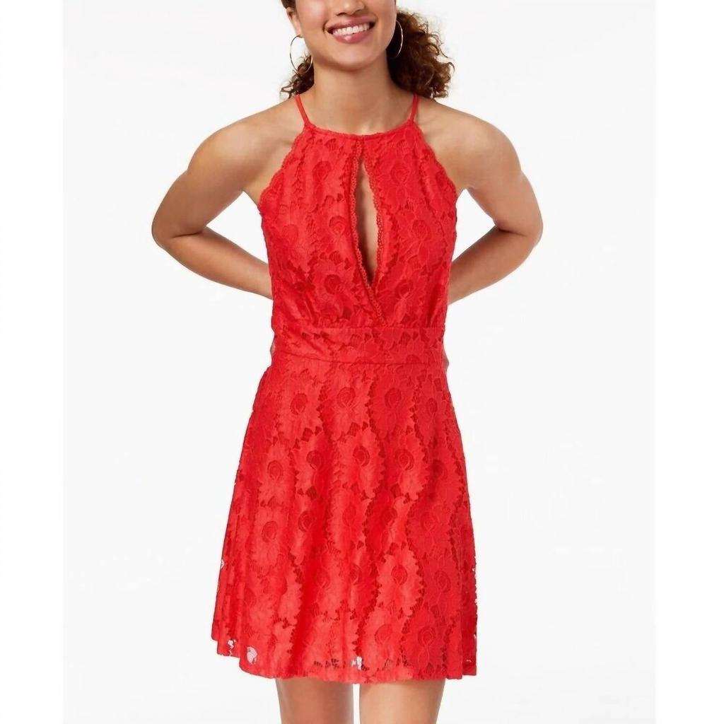 Material Girl Material Girl - Lace Sleeveless Fit Flare Skater Dress