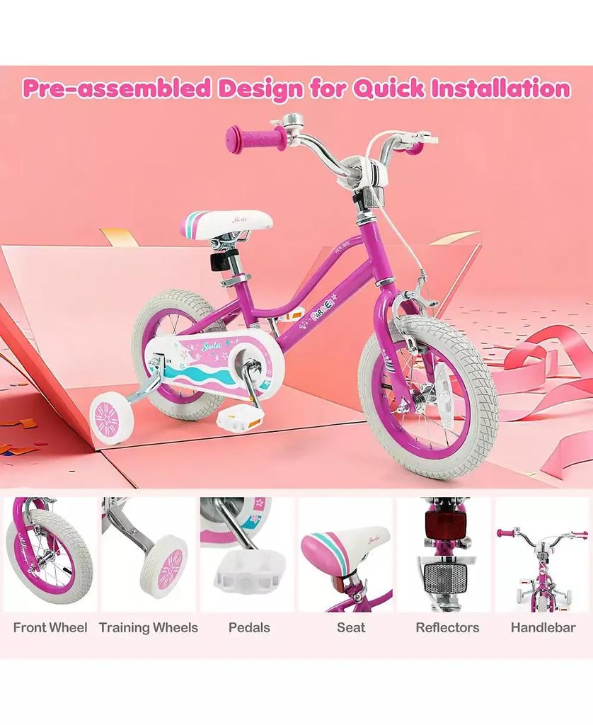 Mecale Inch Kids Bike for Aged 3-8 Years Old with Adjustable Handlebar Pink- Starlight Wave 3