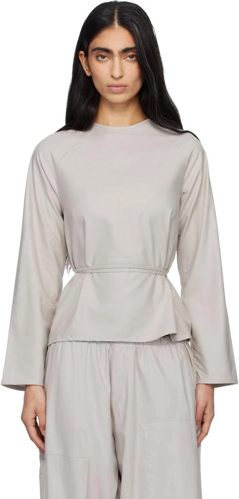 Baserange Taupe Long Sleeve Apron Top