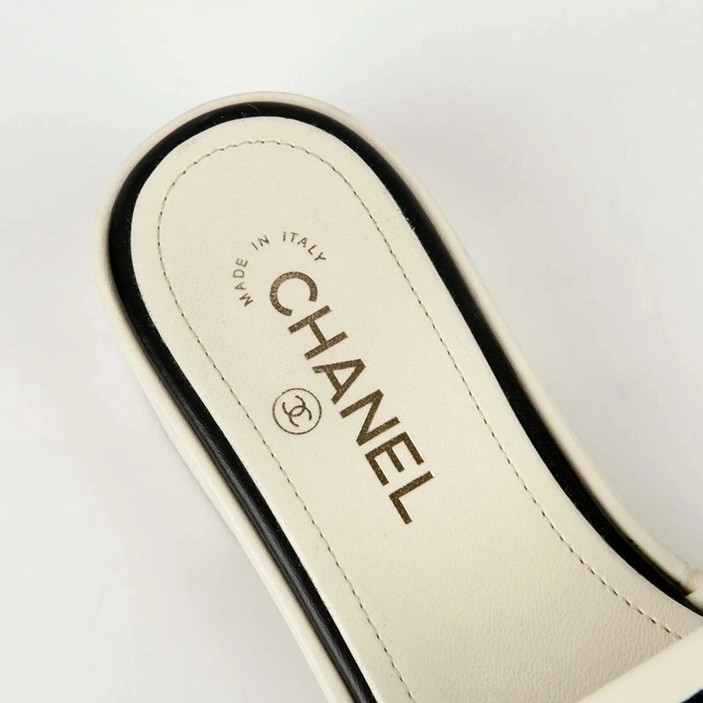 Chanel Chanel Ivory Logo Embroidered Mule Slippers Size 38.5 5