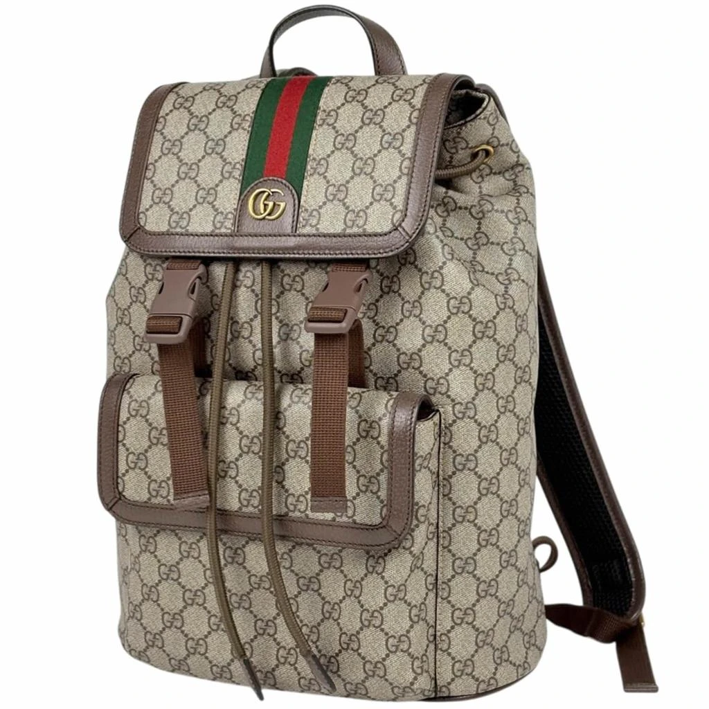Gucci Sherry Line Coated Canvas Leather Backpack (Pre-Owned)