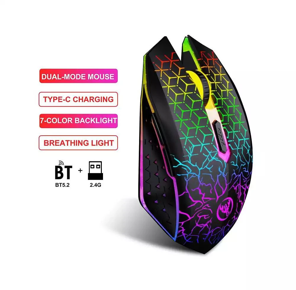 risokeys Dual Mode Wireless Gaming Mouse 2.4G and Bluetooth 5.2 RGB Silent 3 Speed DPI 7