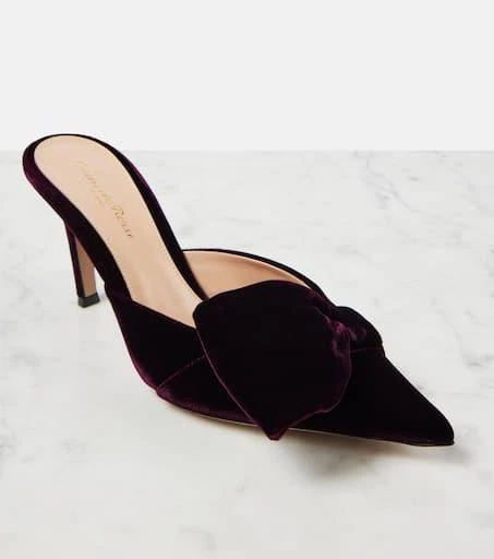 Gianvito Rossi 85 bow-detail velvet mules 5