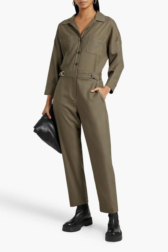 Maje Topstitched twill jumpsuit 2