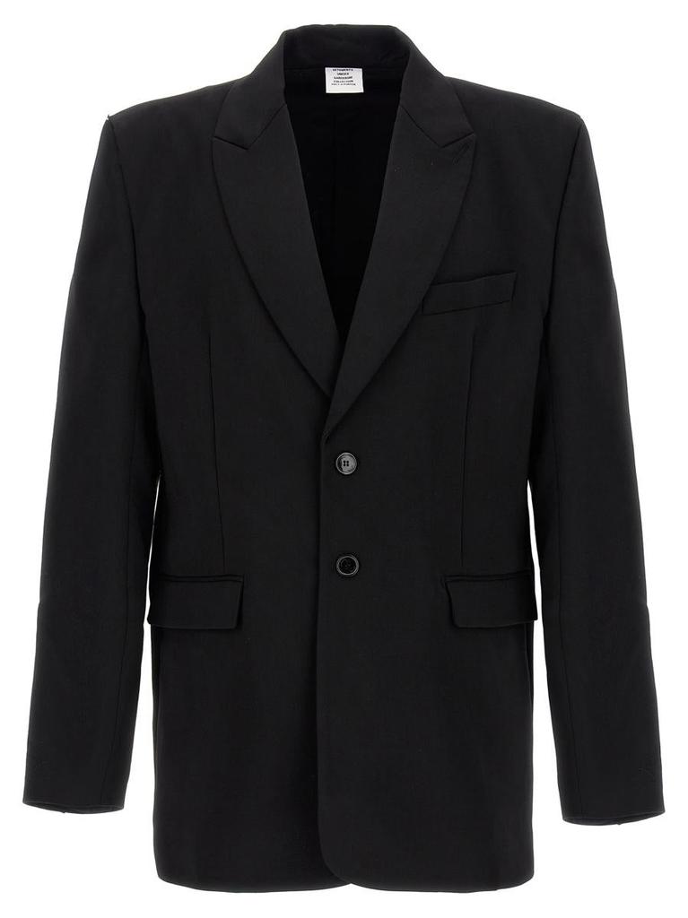 【関税込み】VETEMENTS 'Logo Embroidered' blazer VETEMENTS logo-embroidered Blazer | Black | FARFETCH