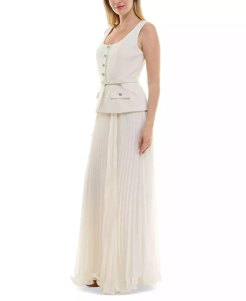 Taylor Women's Mixed-Media Square-Neck Sleeveless Dress 3