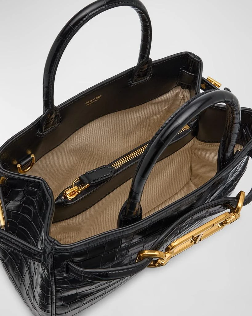 Tom Ford Small Top-Handle Bag in Shiny Croc-Print Leather 4
