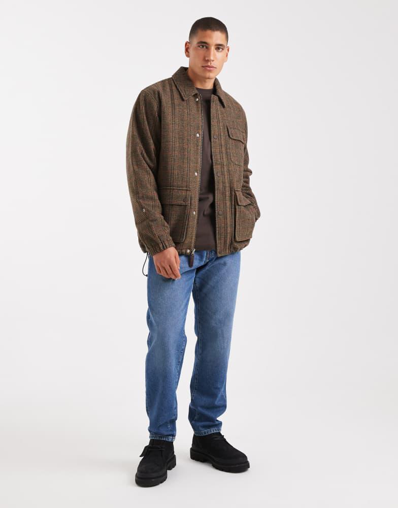 Shop Levi's wells utility insulated check jacket in brown on Sale