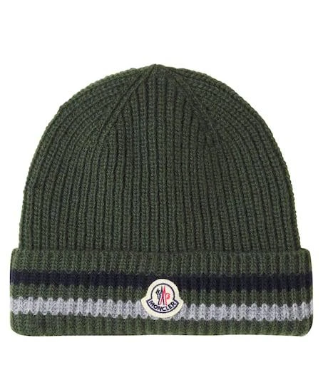 Moncler Logo ribbed-knit virgin wool beanie - Kid display picture 1