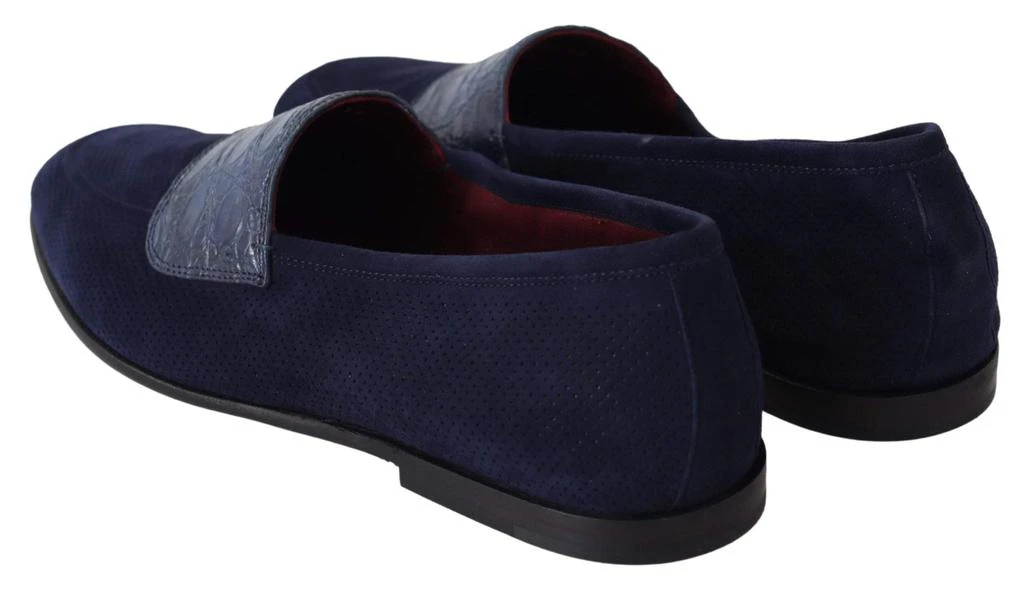 Dolce & Gabbana Dolce & Gabbana Blue Suede Caiman Loafers Slippers Shoes 6