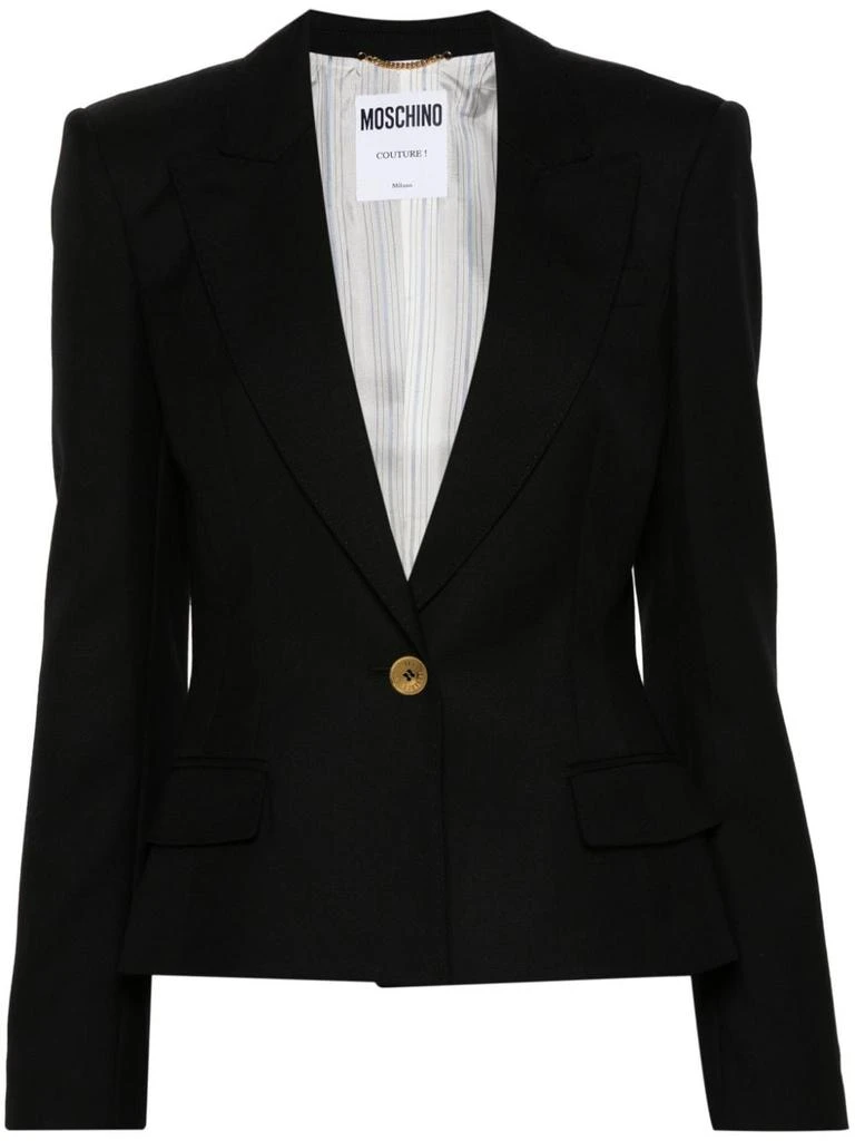 Moschino Structured Black Virgin Wool Gabardine Blazer