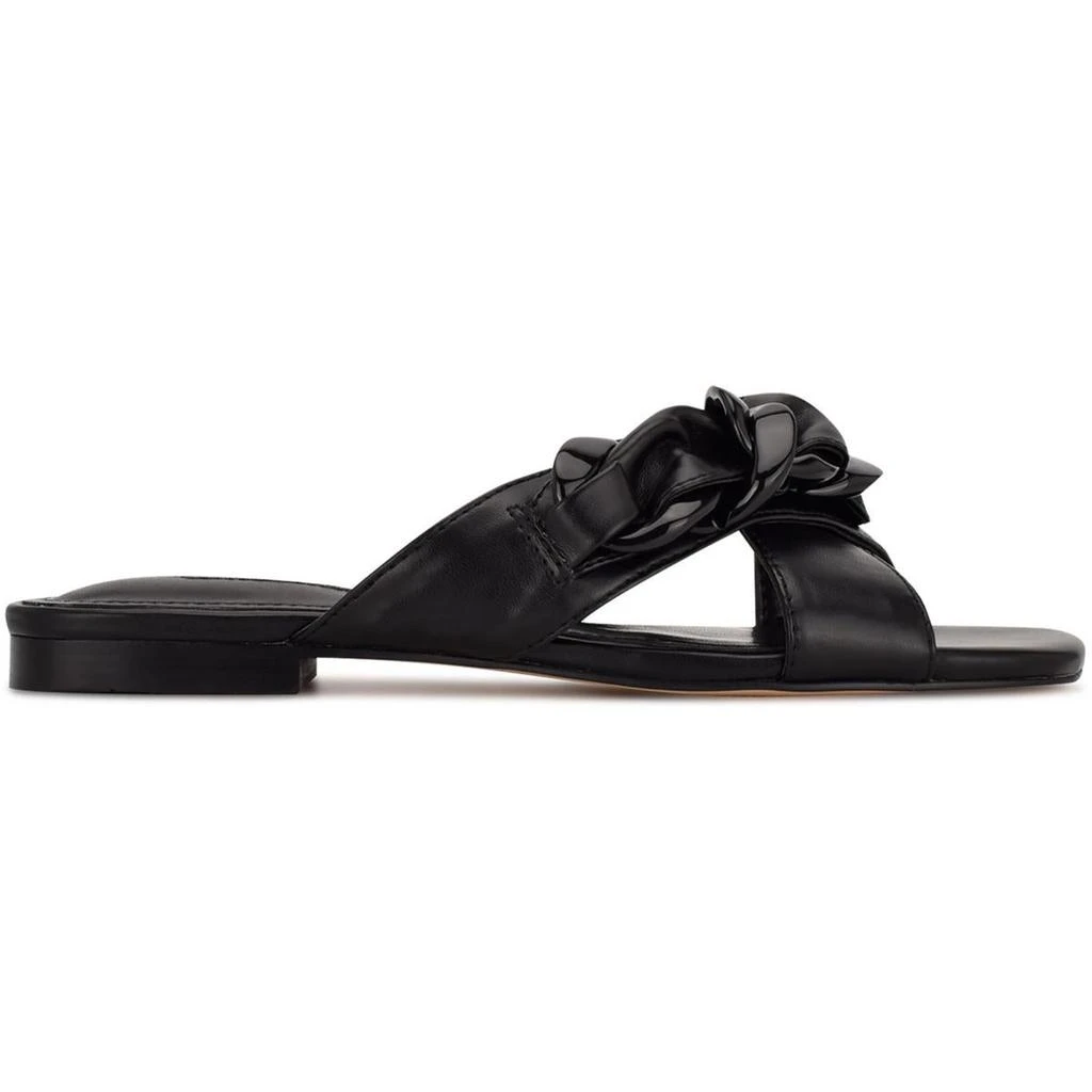 Nine West Misty Womens Faux Leather Open Toe Slide Sandals 2