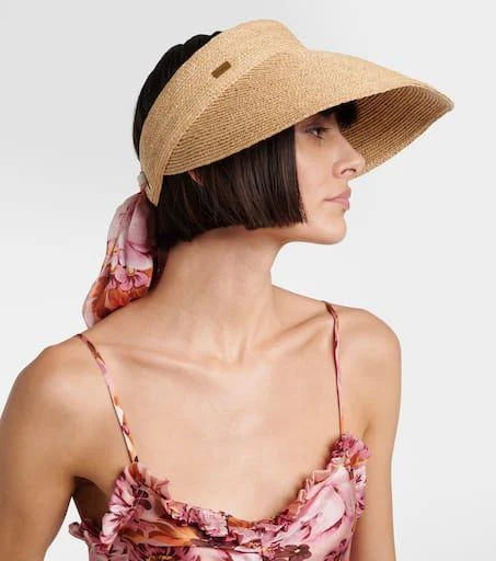 Chloé Scarf-detail raffia visor 2