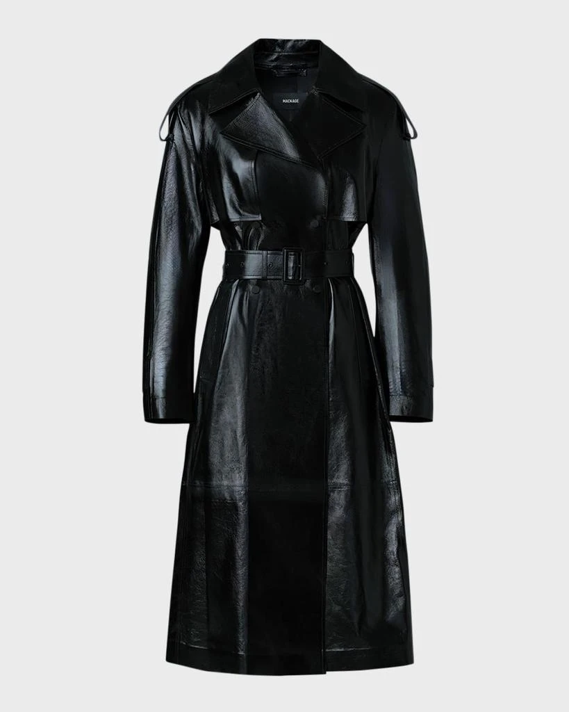 Mackage Carmela Belted Lambskin Leather Trench Coat 1