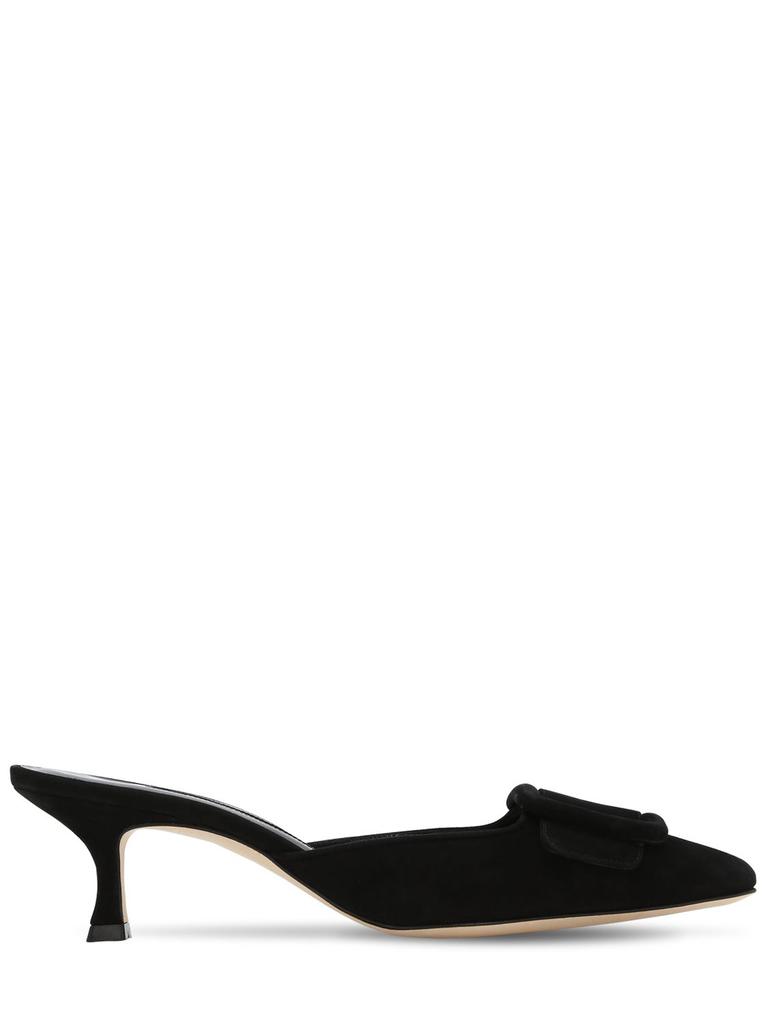 MANOLO BLAHNIK 50mm Maysale Suede Mules