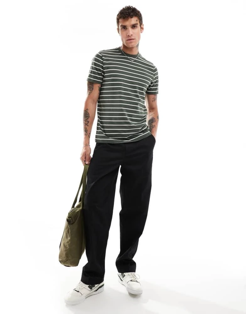 New Look New Look stripe t-shirt in green and white 3