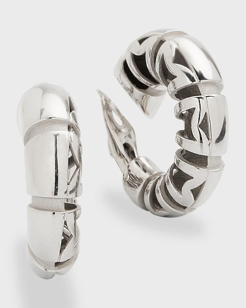 NM Estate Estate Mauboussin 18K White Gold Paris Shrimp Hoop Earrings 1