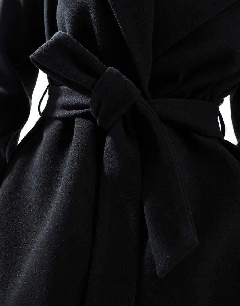 New Look New Look short belted coat in black 3