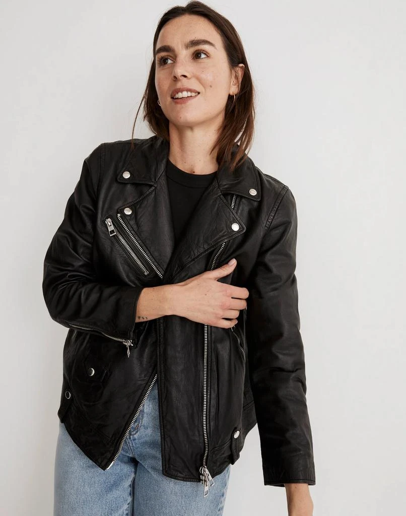 Madewell Washed Leather Oversized Motorcycle Jacket 1