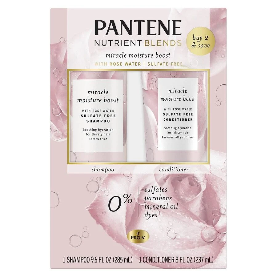 Pantene Nutrient Blends Moisture Boost Rose Water Shampoo & Conditioner Dual Pack for Dry Hair 1
