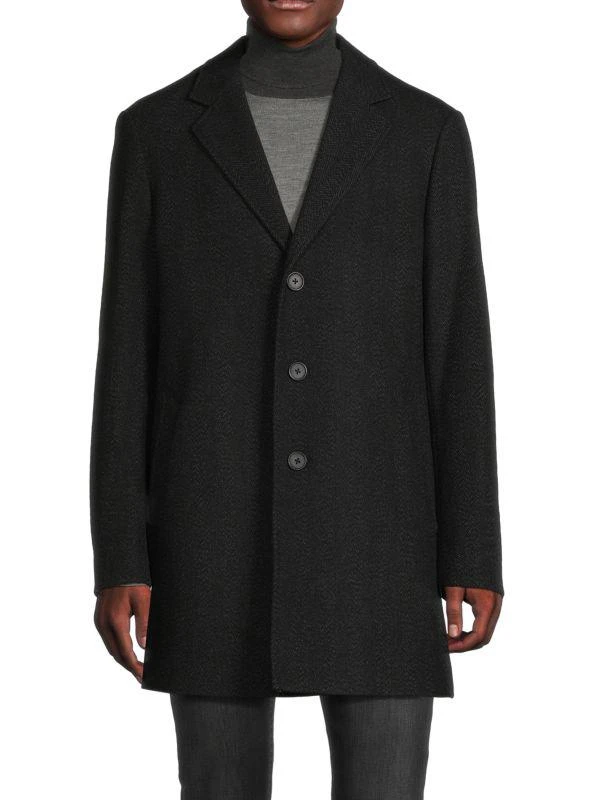 Saks Fifth Avenue Wool Blend Top Coat With Removable Hooded Bib 3
