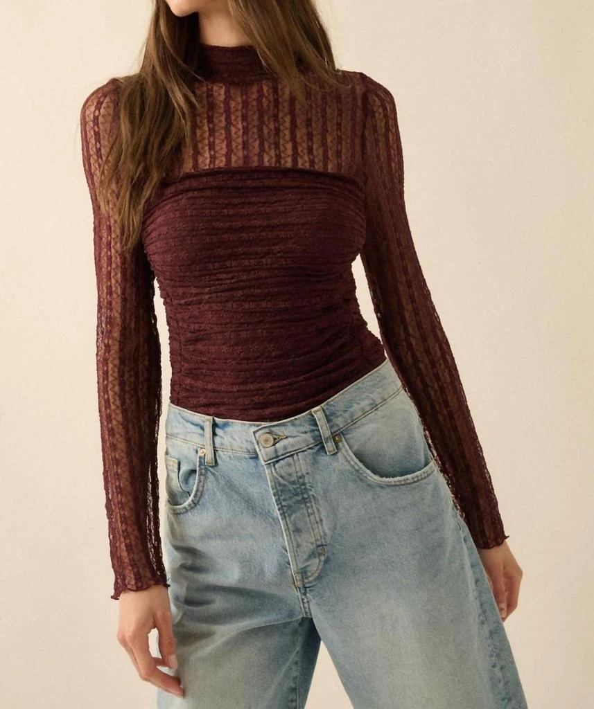 PROMESA Lace Bodysuit In Burgundy