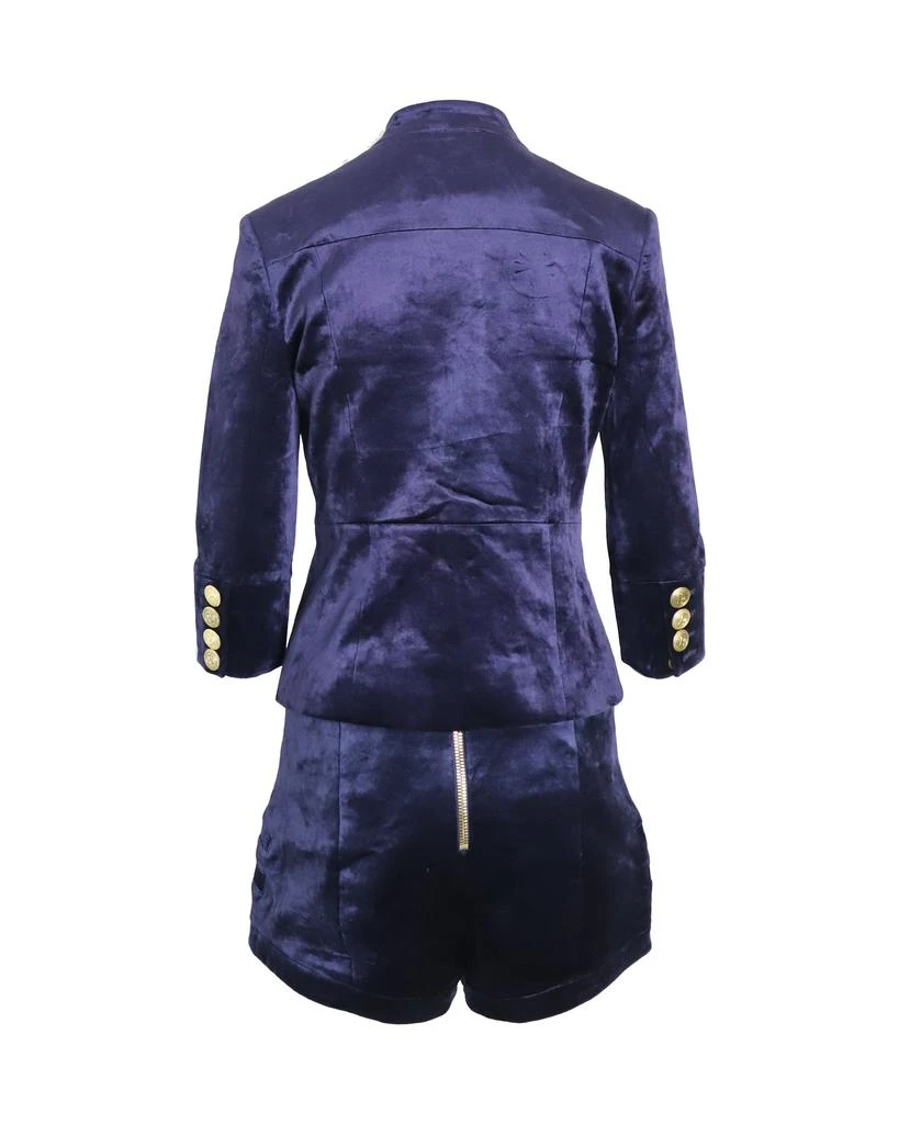 PIERRE BALMAIN Military Blazer and Shorts Set in Blue Velvet 2