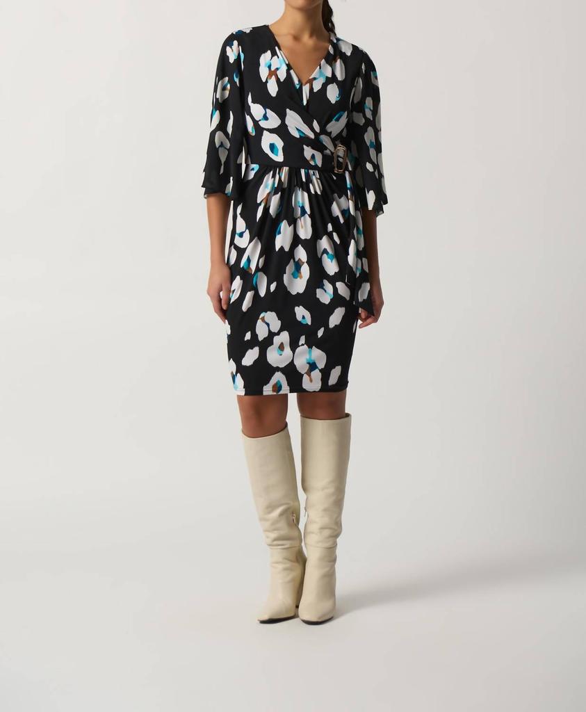 JOSEPH RIBKOFF Joseph Ribkoff - Black/White Belted Dress