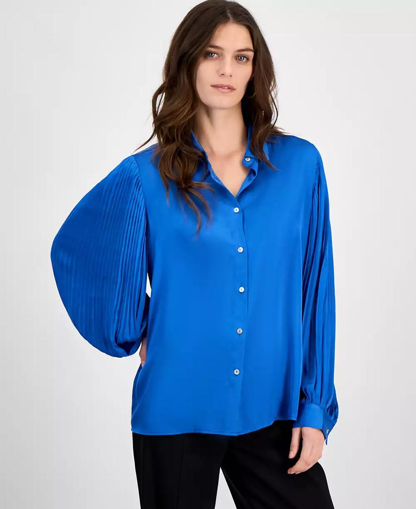 satin balloon sleeve blouse