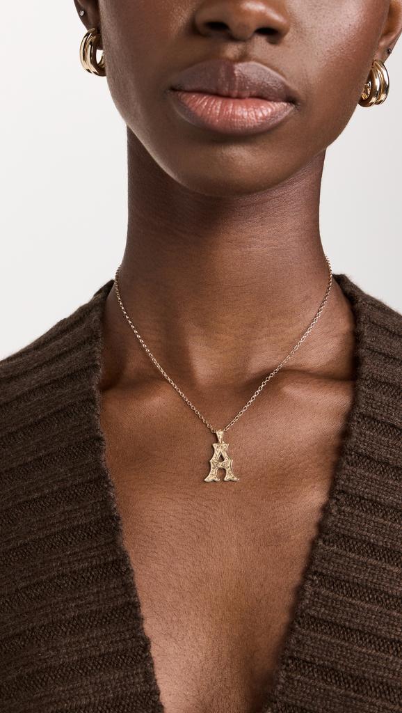 Marlo Laz 14k Small Southwestern Initial Charm 1.8 Rolo Chain For Charm  A