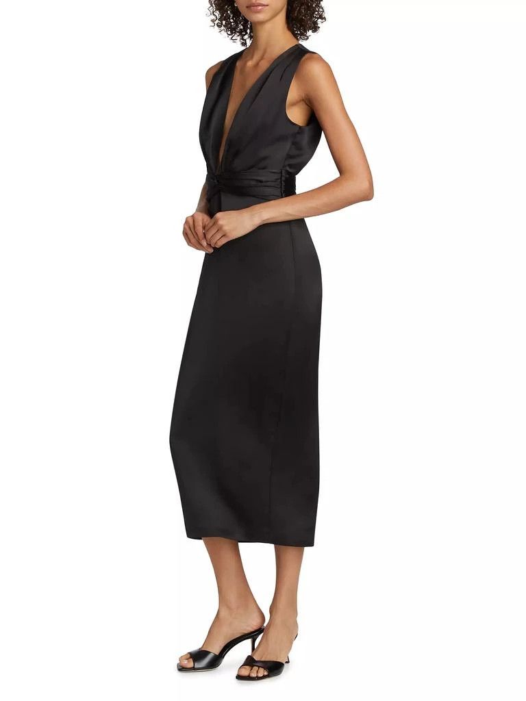 Ramy Brook Talon Satin Plunge Midi-Dress 4