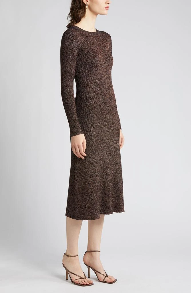 ZOE AND CLAIRE Metallic Long Sleeve Midi Sweater Dress 10