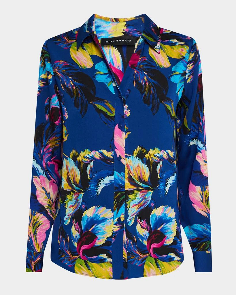 Tahari The Madeline Daphne Floral-Print Silk Blouse 1