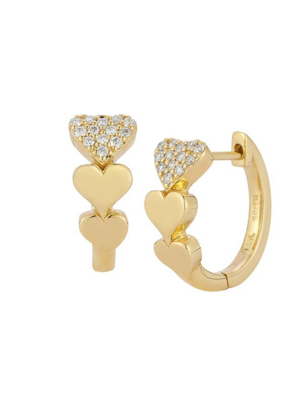 Nephora 14K Yellow Gold & 0.13 TCW Diamond Huggie Hoop Earrings