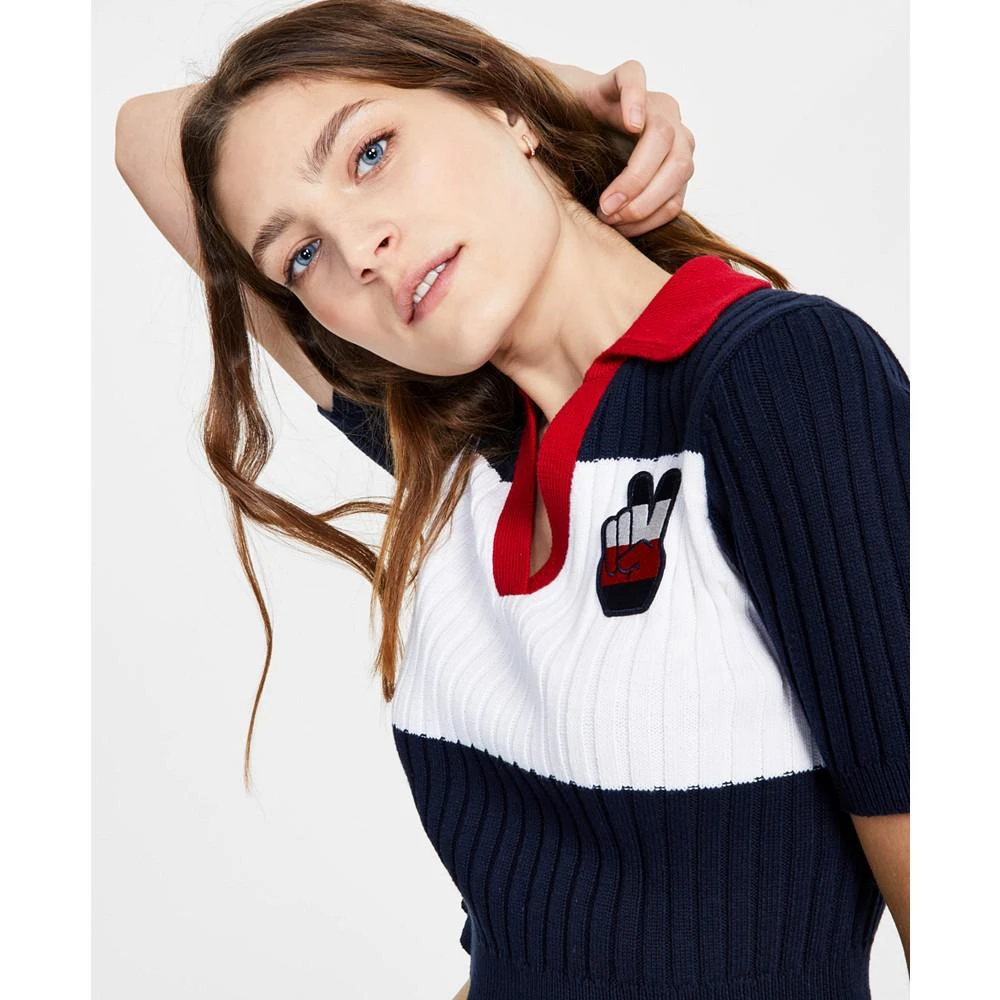 Tommy Jeans Cropped Colorblock Polo Sweater 3