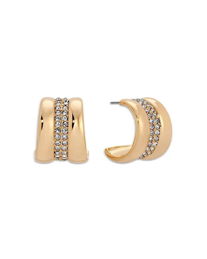 Ettika Jewelry Pavé Cubic Zirconia Hoop Earrings, 0.8" diameter