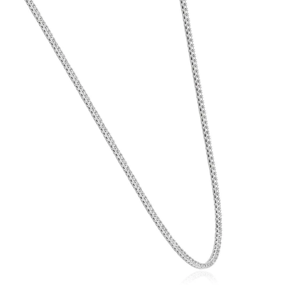 Pompeii3 5Ct TW Diamond Tennis Necklace 4-Prong 14k White Gold 16" Lab Grown 2