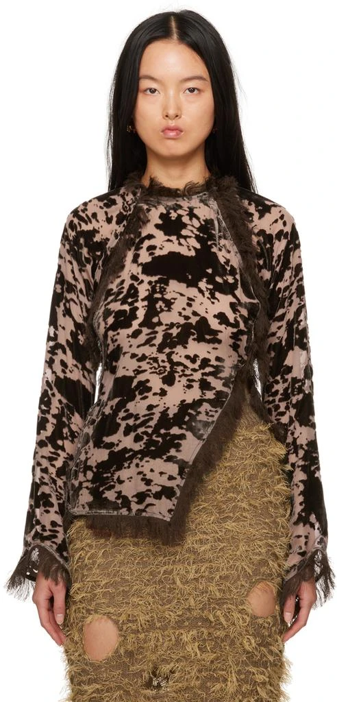Acne Studios Brown Cow Print Blouse 1
